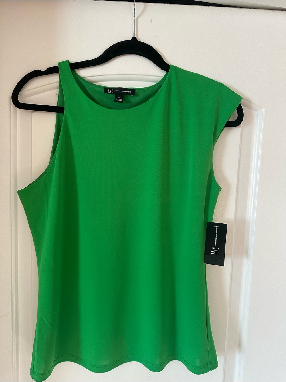 INC International Concepts Bright Kelly Green One-Shoulder Tank Top